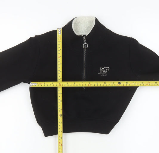 SikSilk Women's Black 1/4 Zip Cropped Sweatshirt Size 6