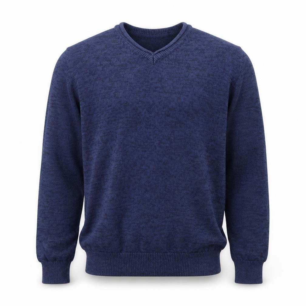 James Pringle Men's Blue Cotton V-Neck Jumper Size M