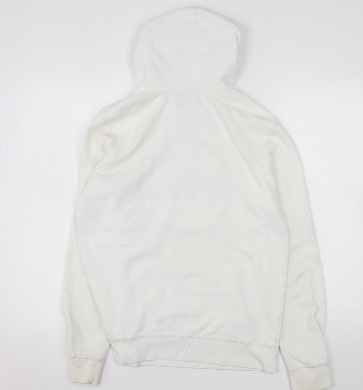 Hollister Women White Pullover Hoodie S Logo Cotton Blend Casual