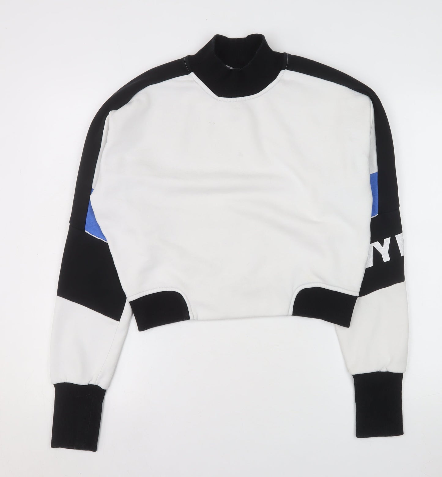 Ivy Park Women's White Black Blue Colourblock Mock Neck Sweatshirt Size S