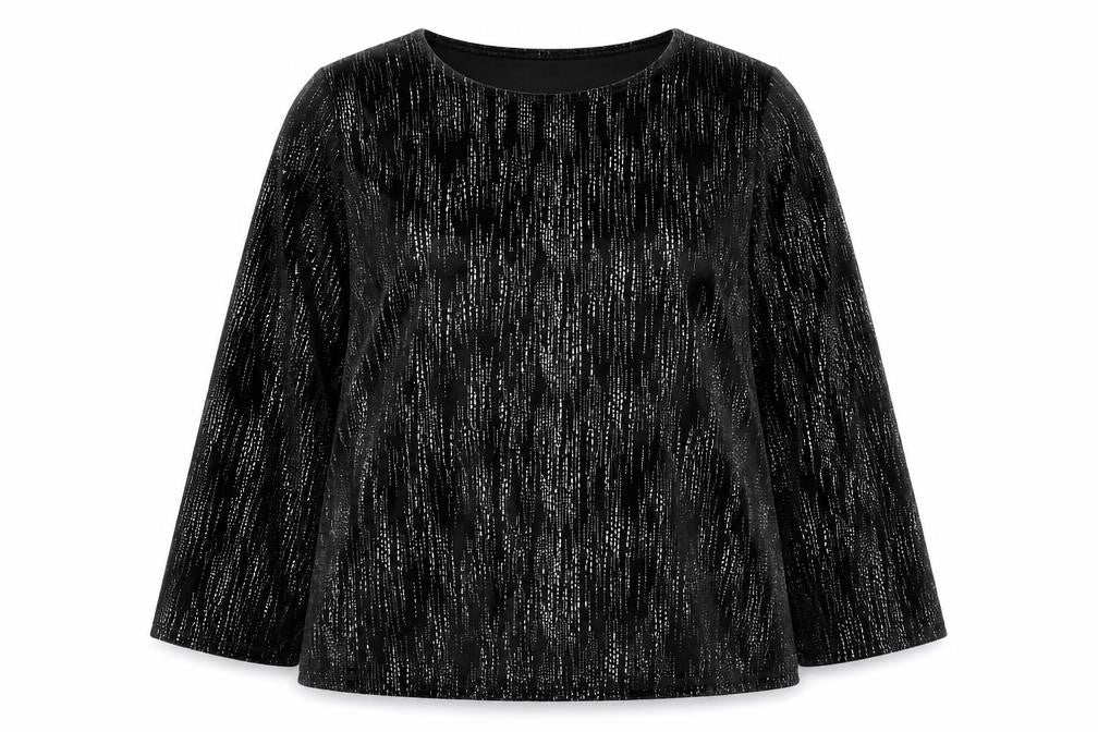 Saloos Women’s Black Glitter Velvet Tunic Blouse Size 20 Long Sleeve
