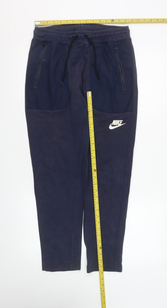 Nike Men’s Blue Jogger Trousers Size M Activewear Cotton Blend