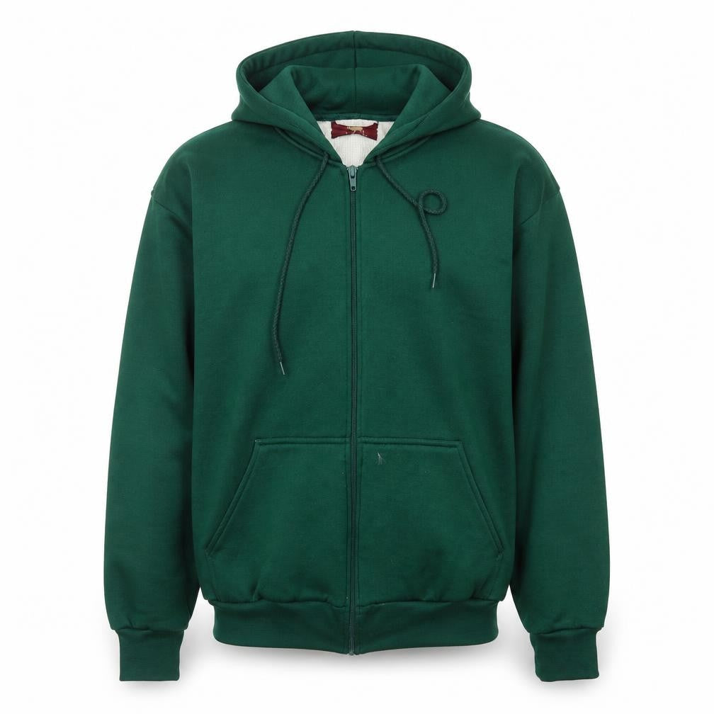 True Breed Men's Green Hooded Full Zip Fleece Jacket Size M