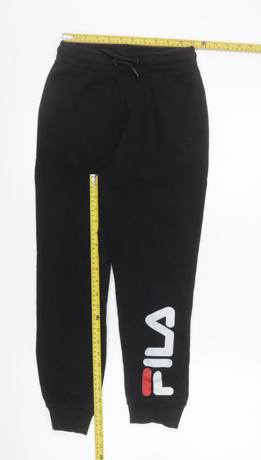 FILA Boys Black Jogger Sweatpants 10-12 Years Cotton Blend Activewear