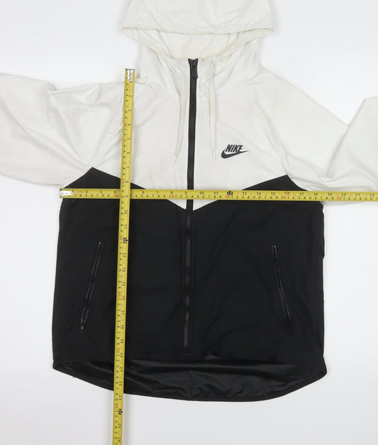 Nike Men's XS Black White Hooded Windbreaker Jacket