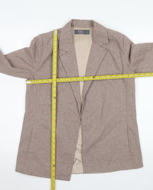 ELL Design Womens Beige Single-Breasted Blazer Size Small