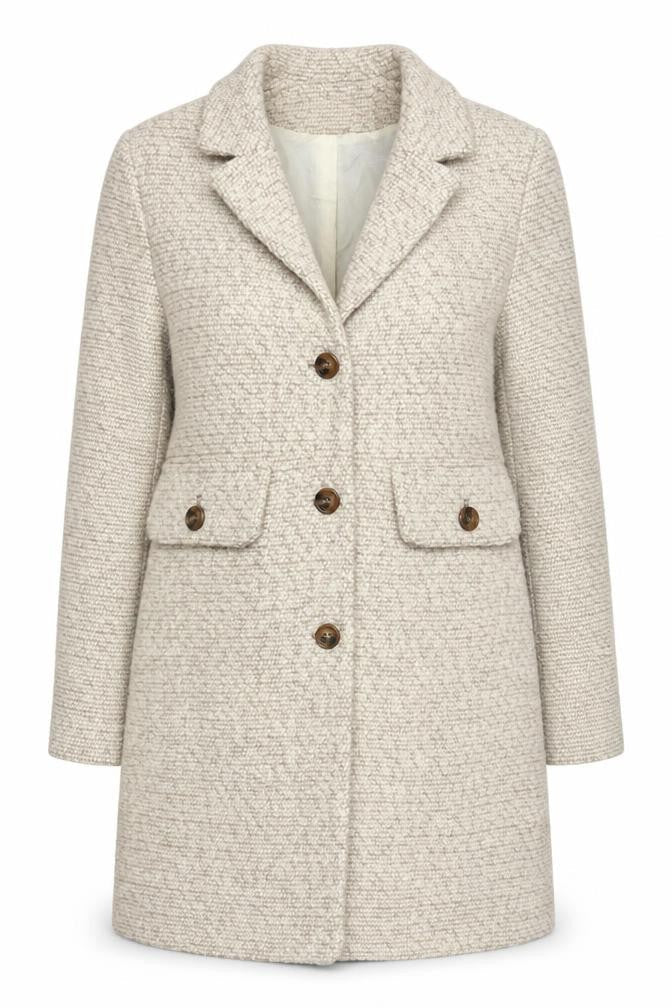 H&M Women Beige Wool Blend Mid-Length Overcoat Size 10