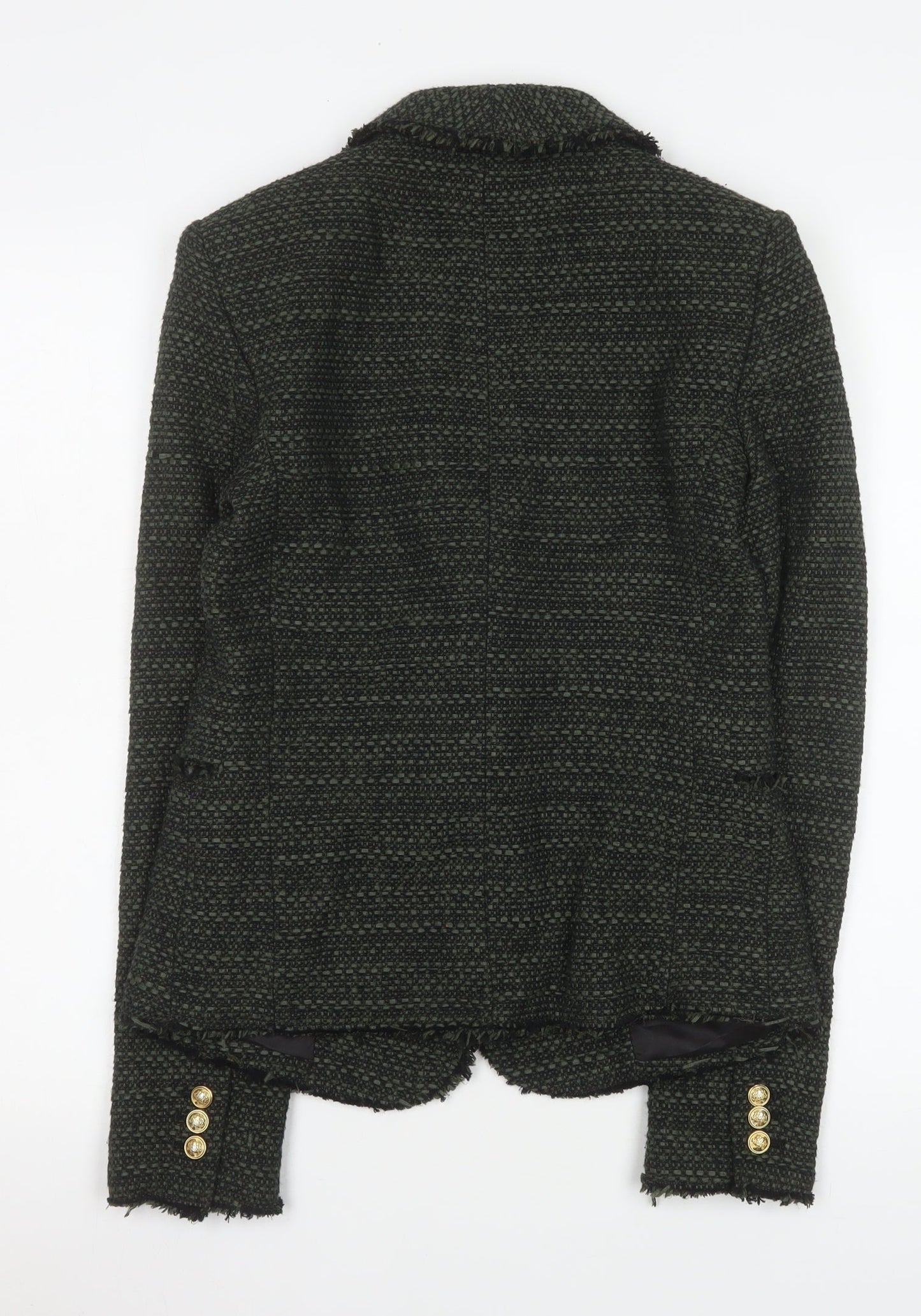 Zara Woman Black Wool Blend Bouclé Blazer Jacket UK 8 Single Breasted