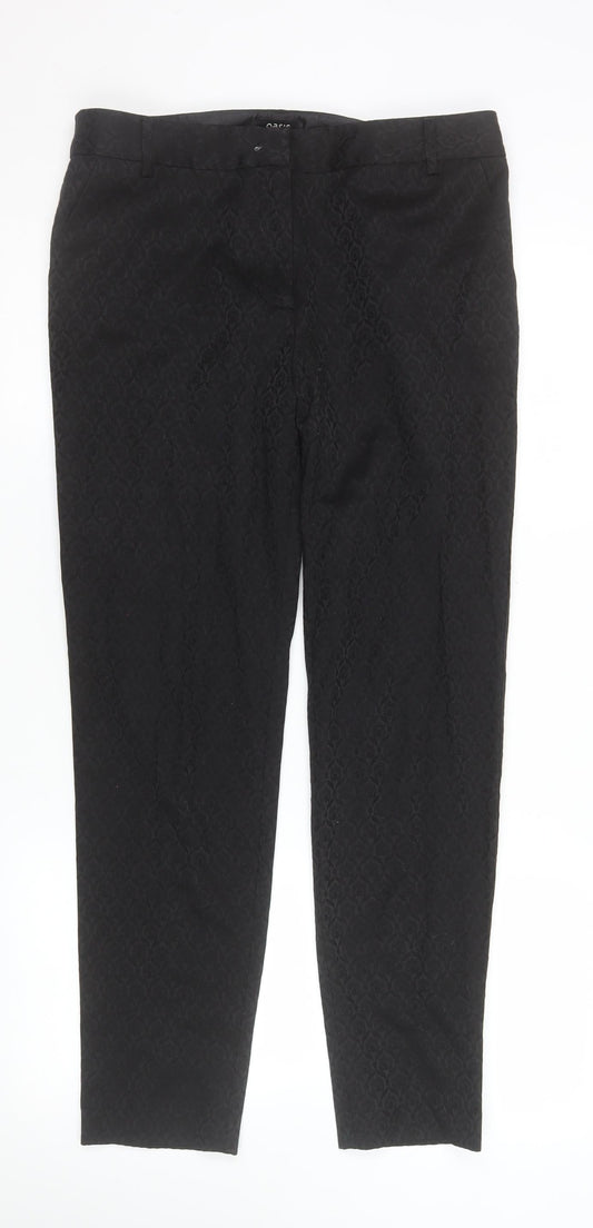 Oasis Womens Black Jacquard Slim Trousers Size 12