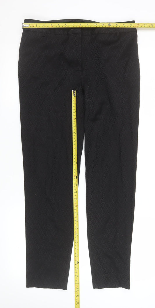 Oasis Womens Black Jacquard Slim Trousers Size 12