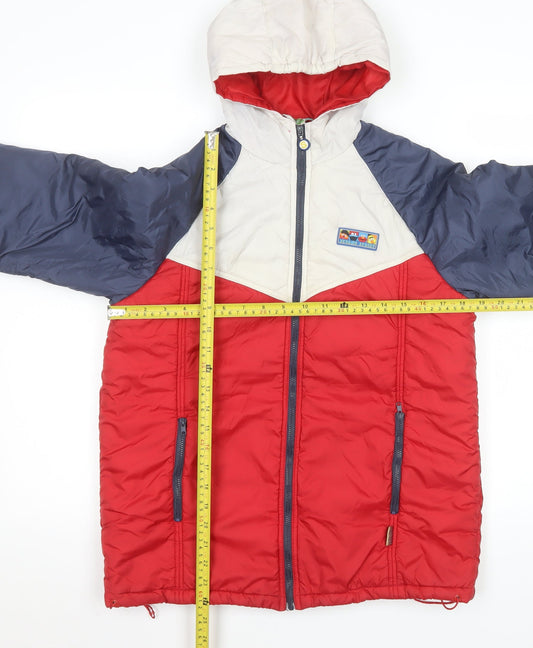 Sesame Street Boys Red Blue Colourblock Hooded Puffer Jacket 11-12 Years