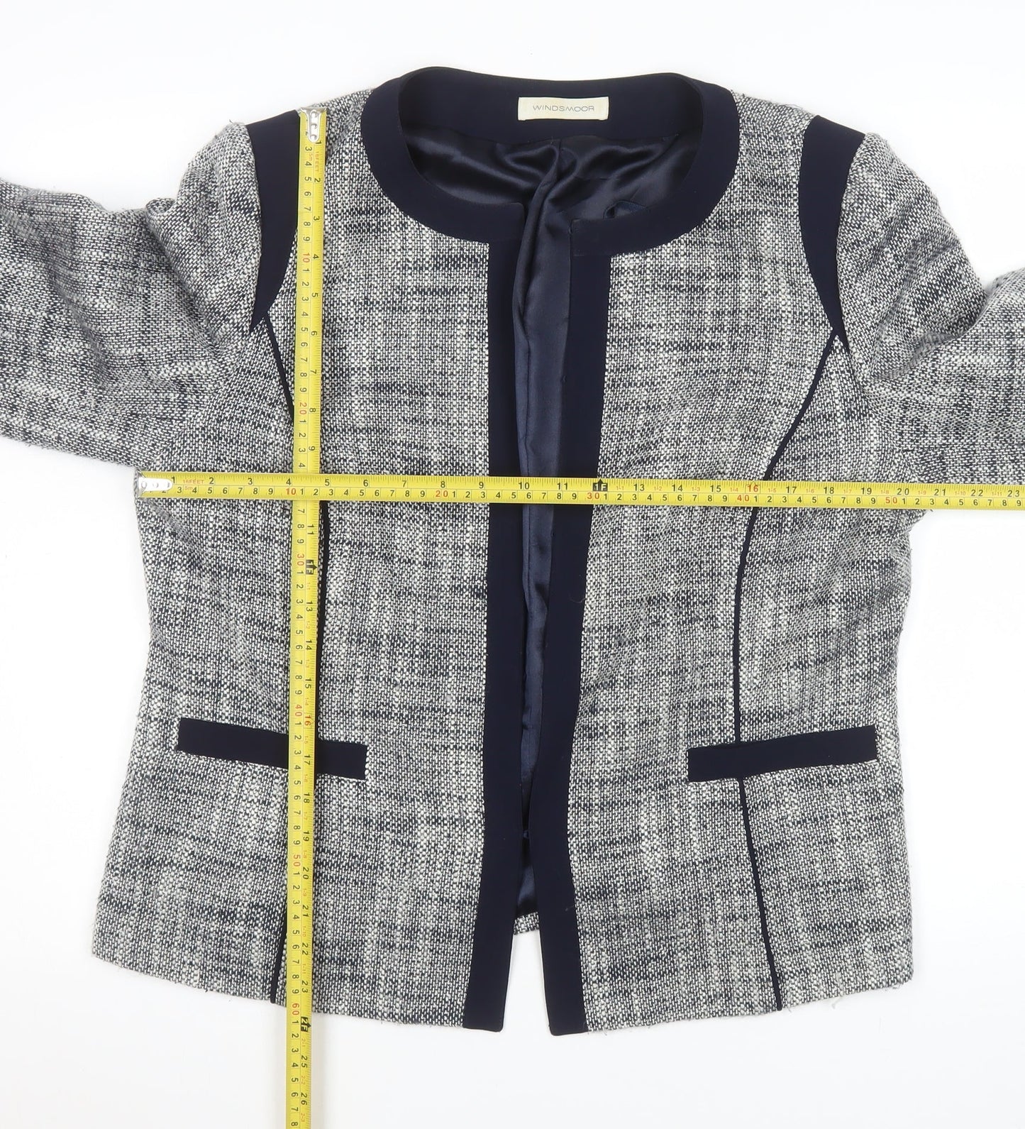 Windsmoor Women's Grey Size 16 Woven Acrylic Blend Regular Fit Blazer