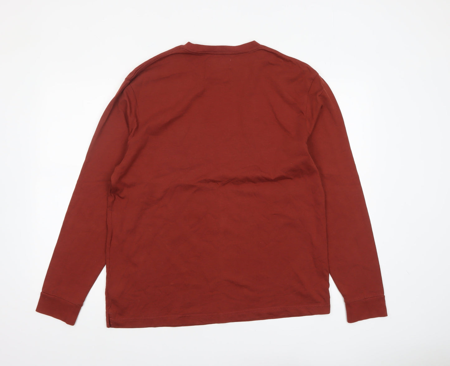 Marks and Spencer Men's Brown Long Sleeve Cotton Regular Fit T-Shirt L