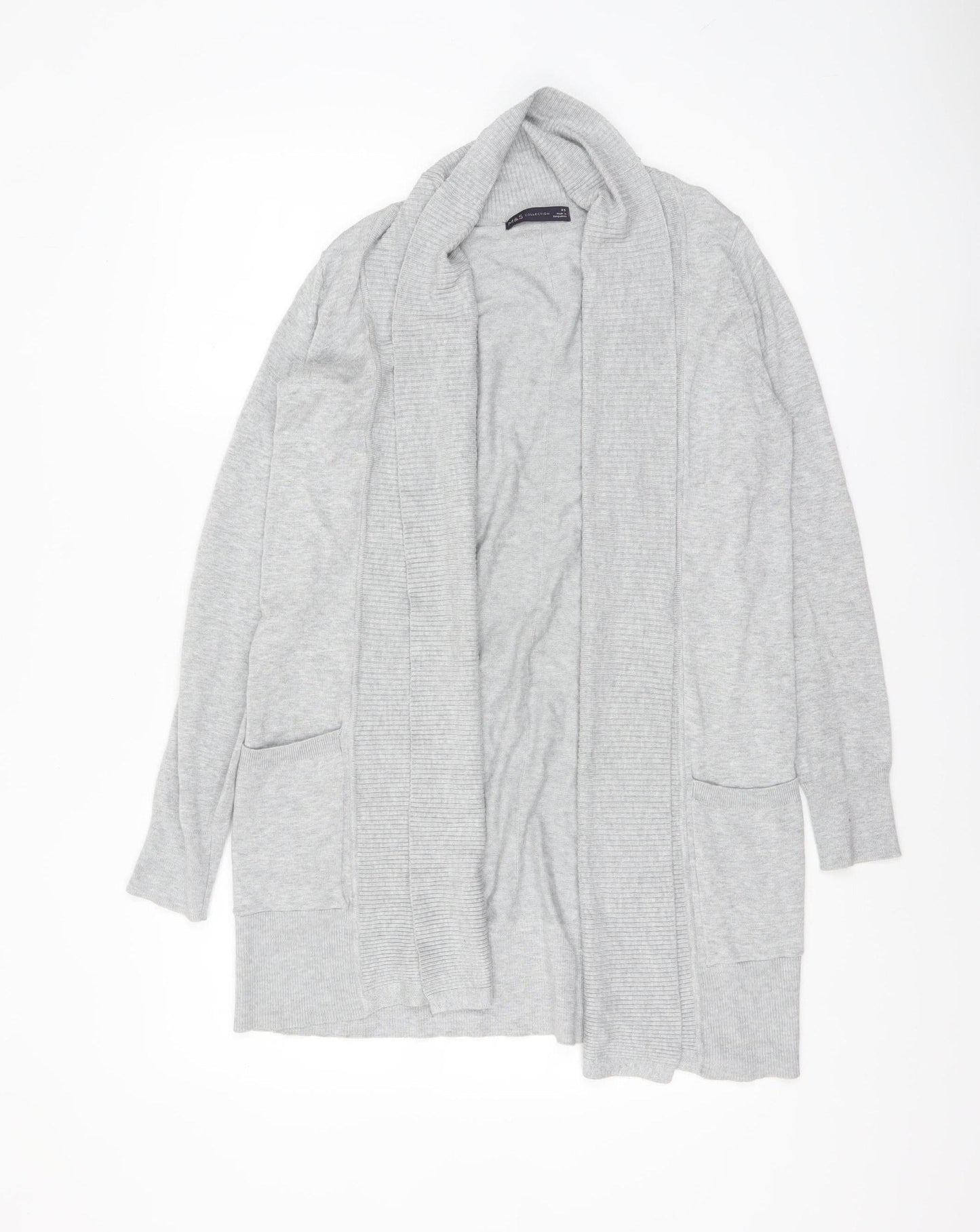Marks and Spencer Womens Grey XS Open Front Knit Cardigan