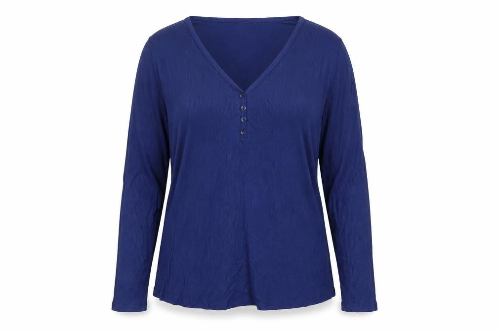 F&F Womens Blue Long Sleeve V-Neck Pyjama Top Size 20