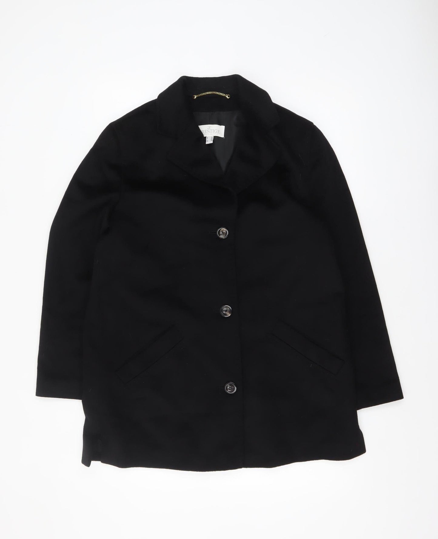 Prestige Womens Black 100% Cashmere Mid-Length Coat Size 10