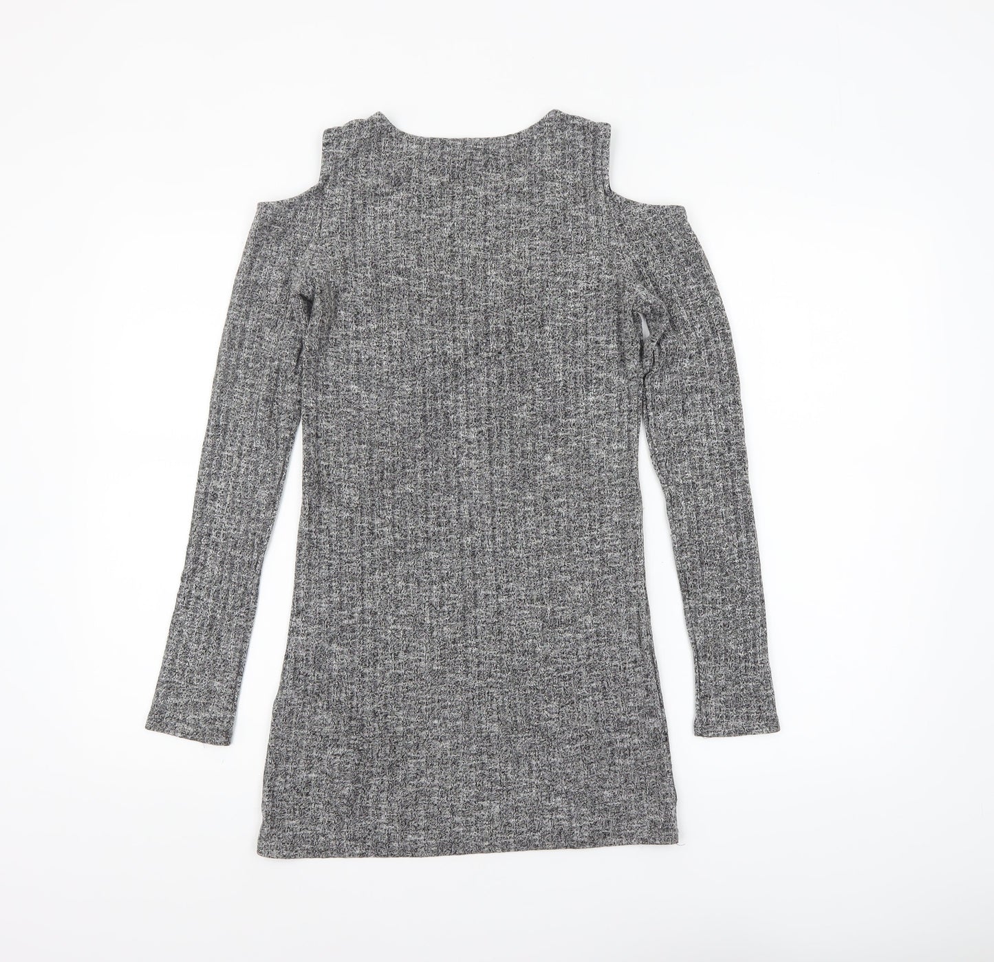 Mandi Women Grey Size 10 Cold Shoulder Knit Bodycon Dress