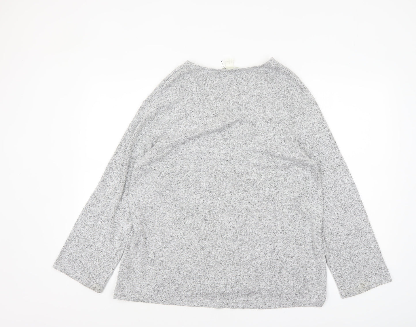 H&M Women’s Grey V-Neck Pullover Jumper Size 12 Lightweight Knit