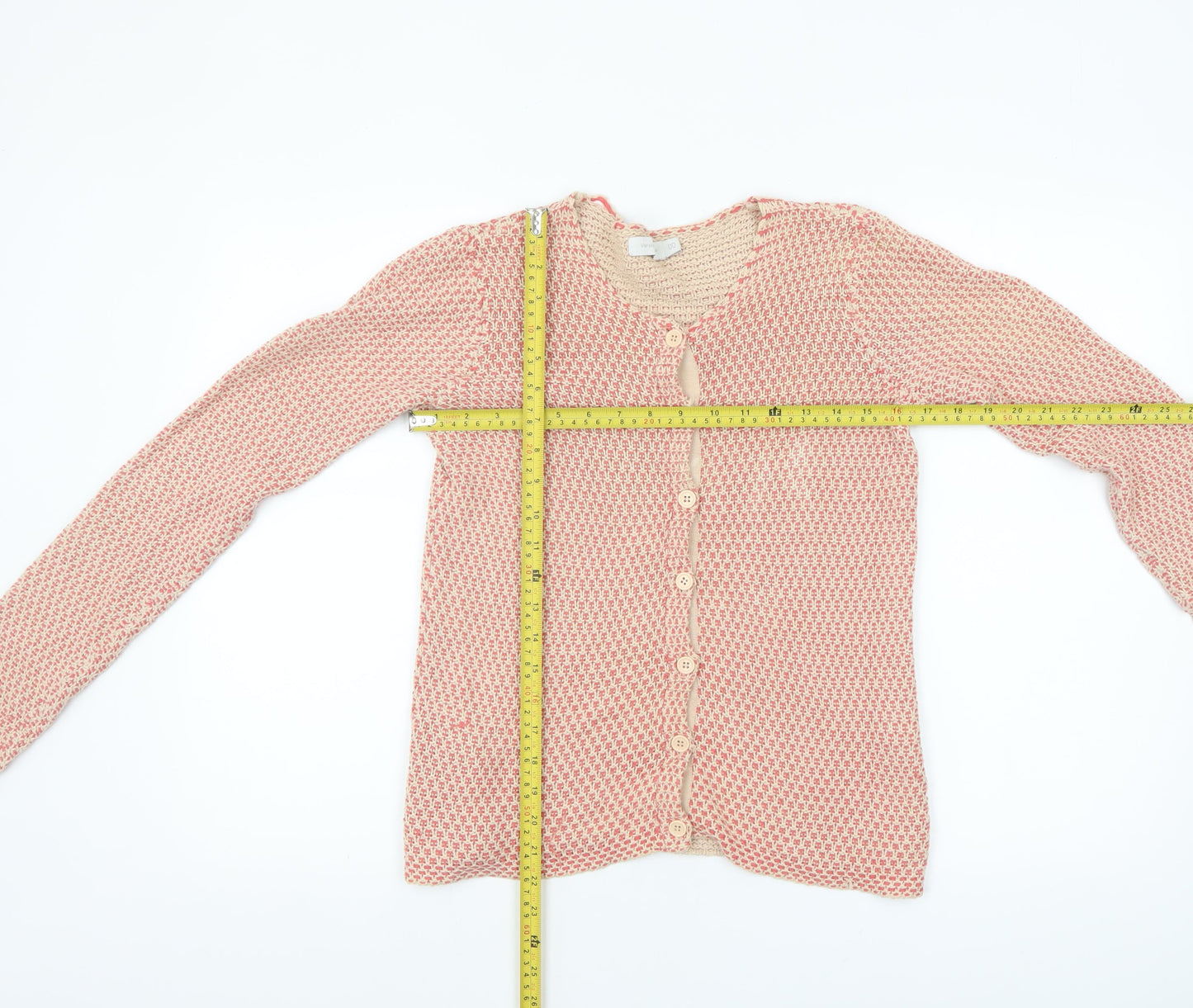 Version Originale Women's Beige Knit Cotton Cardigan Size 2XS