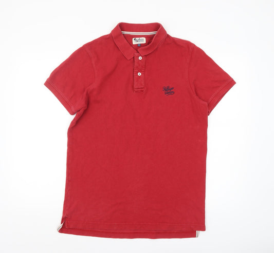 Hilfiger Denim Men's Red Cotton Polo Shirt L Short Sleeve Classic