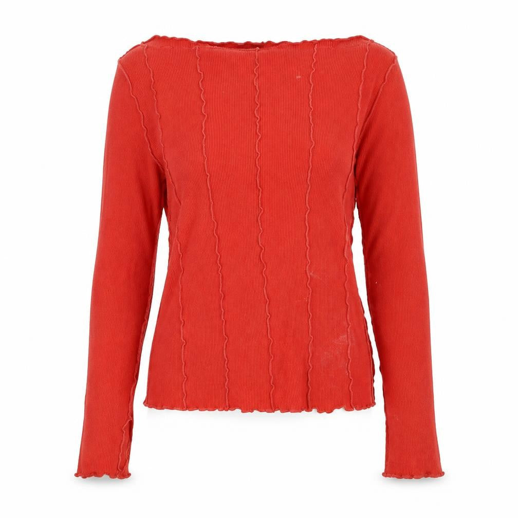 Monki Women’s Red Long Sleeve Slim Fit Boat Neck Top XS