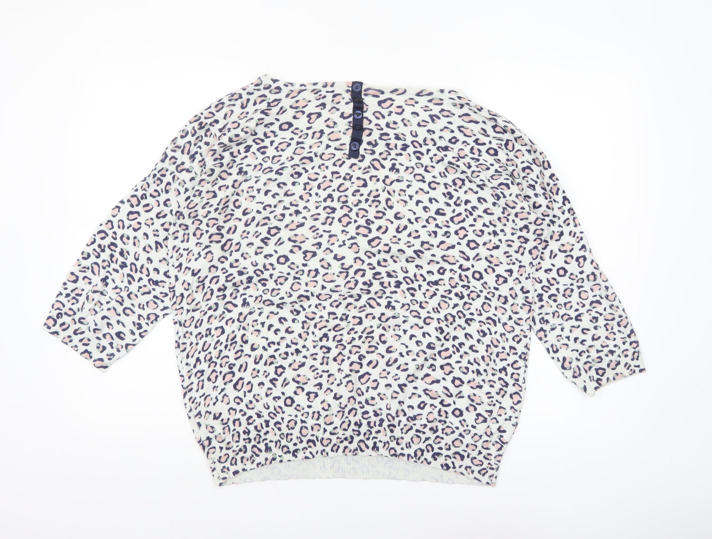 Wallis Women’s Multicoloured Leopard Knit Jumper L 3/4 Sleeve Pullover