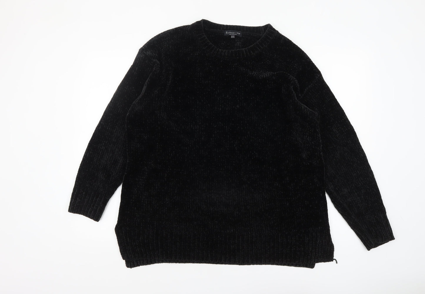 F&F Women’s Black Crew Neck Long Sleeve Pullover Jumper Size 16