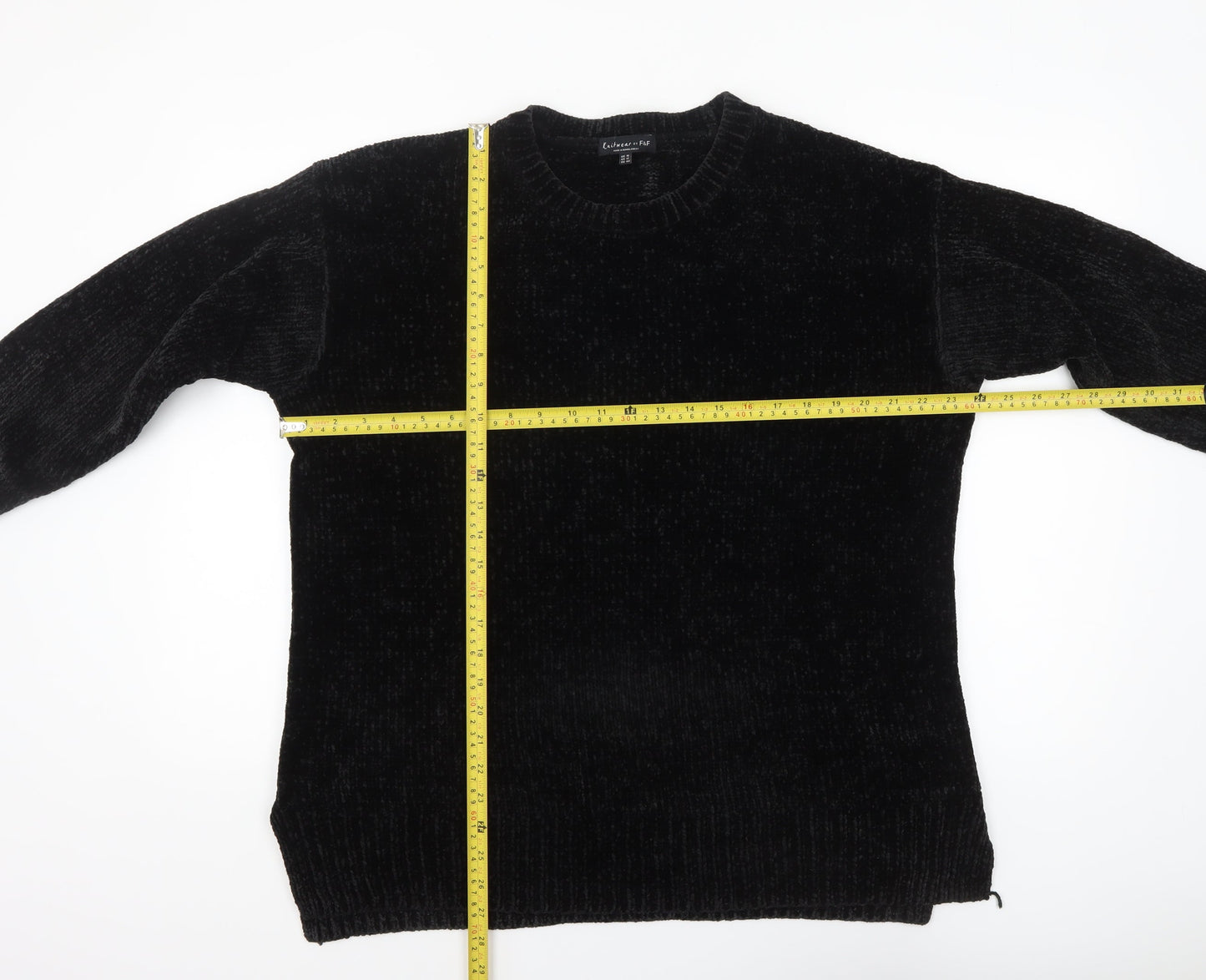 F&F Women’s Black Crew Neck Long Sleeve Pullover Jumper Size 16