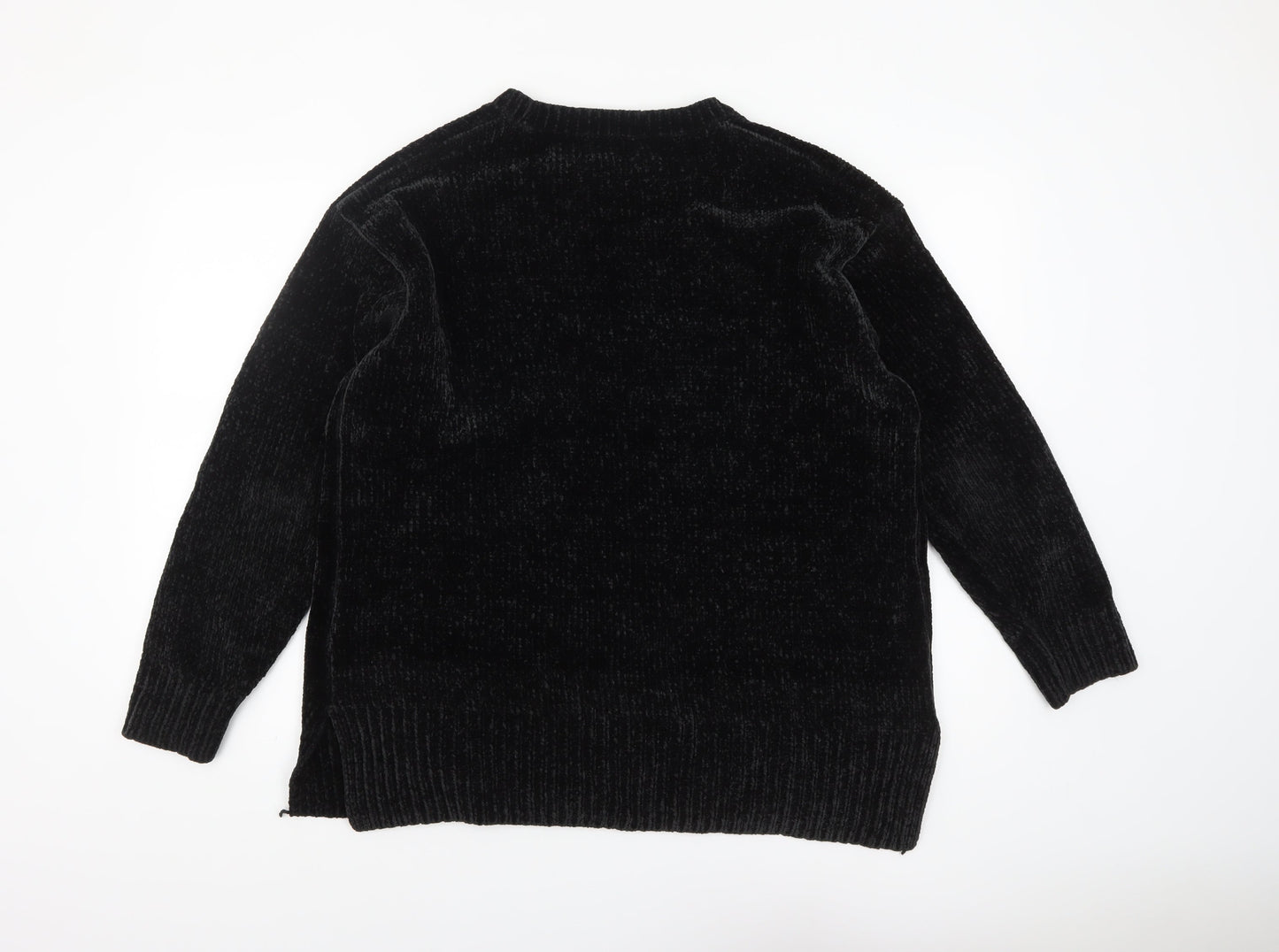 F&F Women’s Black Crew Neck Long Sleeve Pullover Jumper Size 16