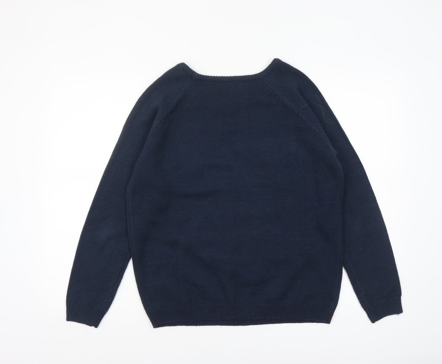 Christmas Women's Navy Blue 12-14 Santa Pullover Jumper Acrylic