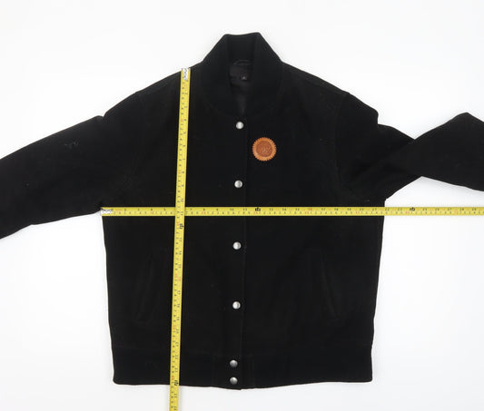 Uniqlo Mens Black Wool Varsity Jacket M Regular Stand-Up Collar