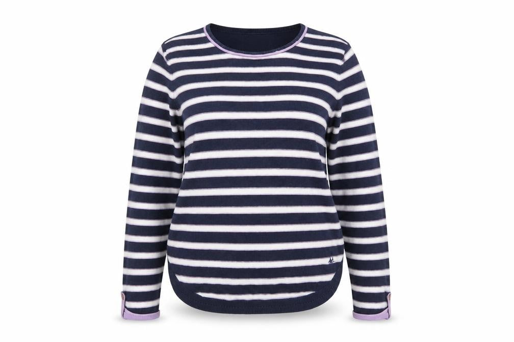 Mantaray Women Blue Striped Long Sleeve Pullover Jumper Size 12