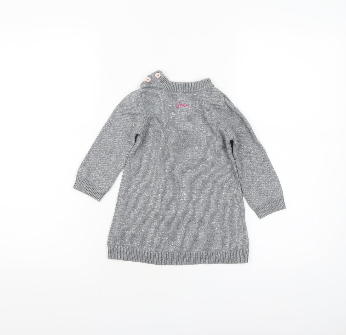 Joules Girls Grey Penguin Jumper 9-12 Months Cotton Wool Knit Winter