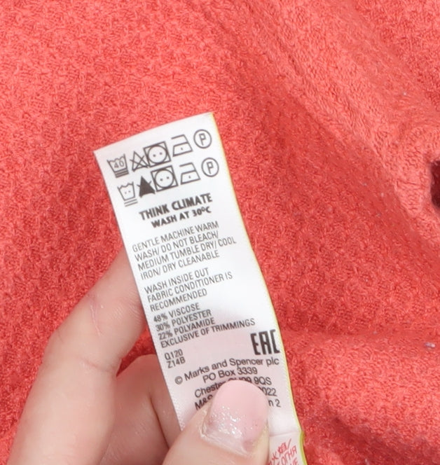 Marks and Spencer Women’s Pink Short Sleeve Knit Jumper Size 14