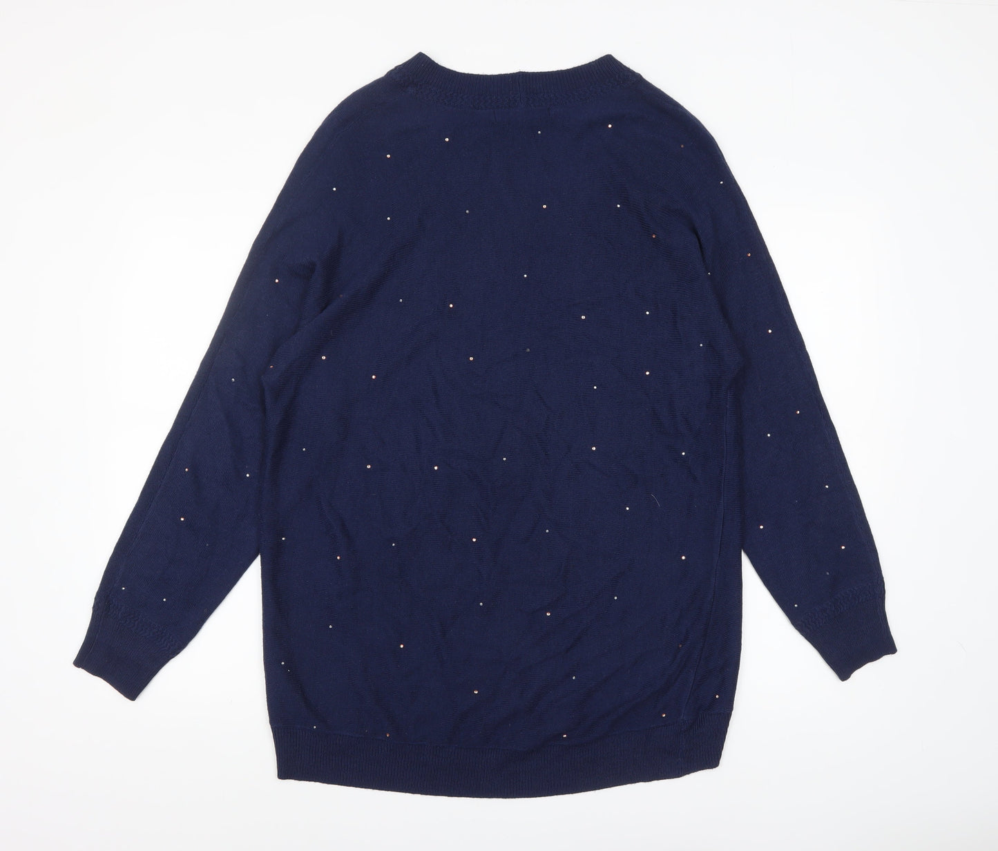 Next Women’s Blue Beaded Crew Neck Acrylic Jumper Size S