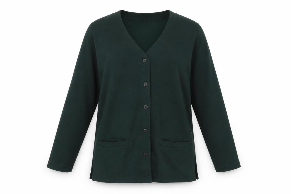 Jessica Reid Women's Green Knit Coatigan Size 8 Classic Mid-Length