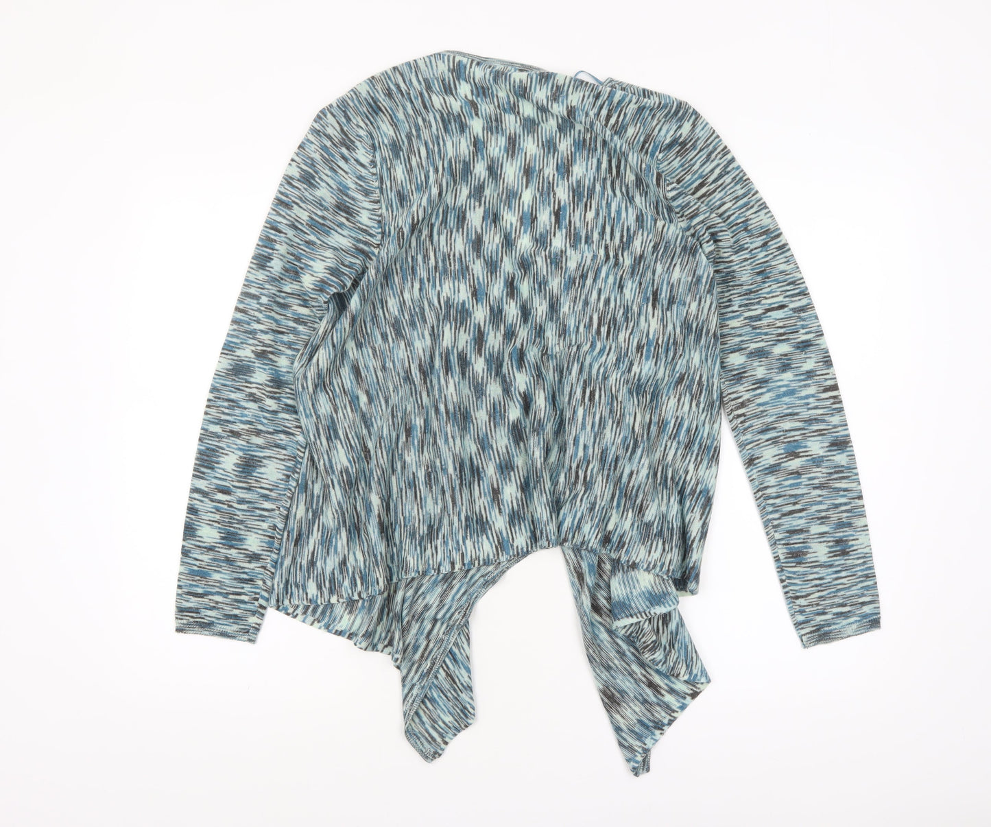 Wallis Women Blue Geometric Knit Open Front Cardigan M