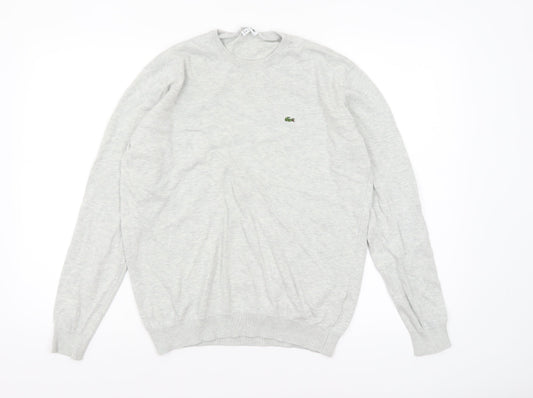 Lacoste Boys Grey Cotton Crew Neck Pullover Jumper Size 16 Years