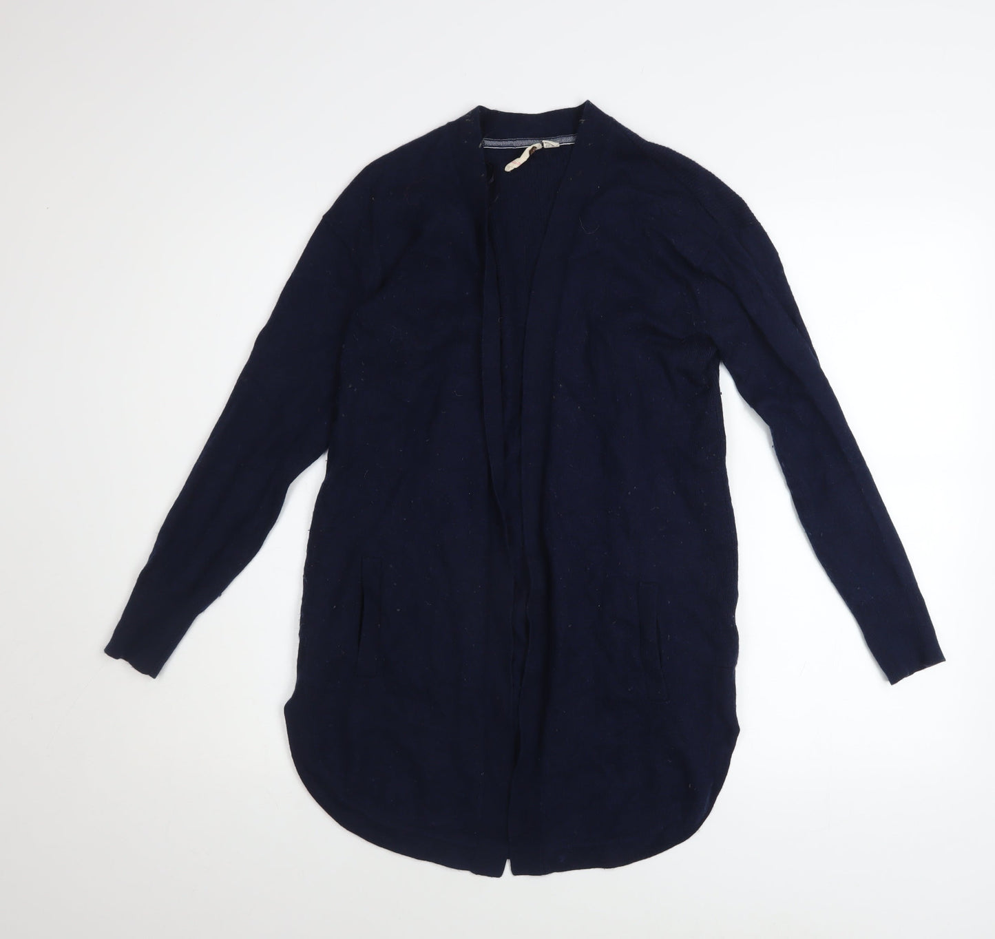 White Stuff Women's Blue Merino Wool Blend Long Sleeve Open Cardigan Size 10