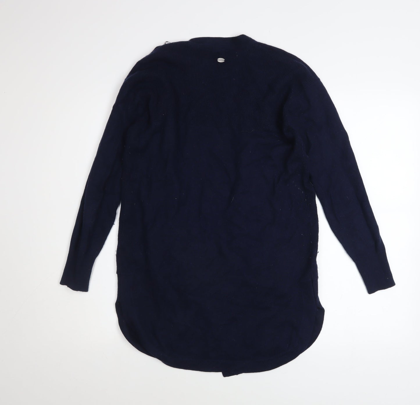 White Stuff Women's Blue Merino Wool Blend Long Sleeve Open Cardigan Size 10