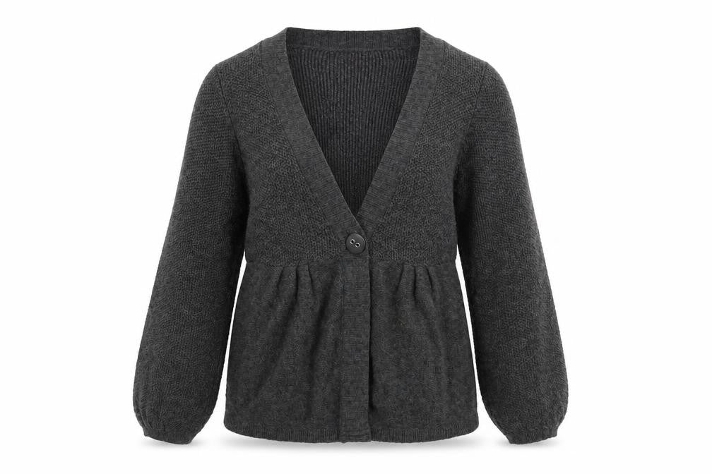 Marks and Spencer Women Grey Size 14 V-Neck Button Cardigan