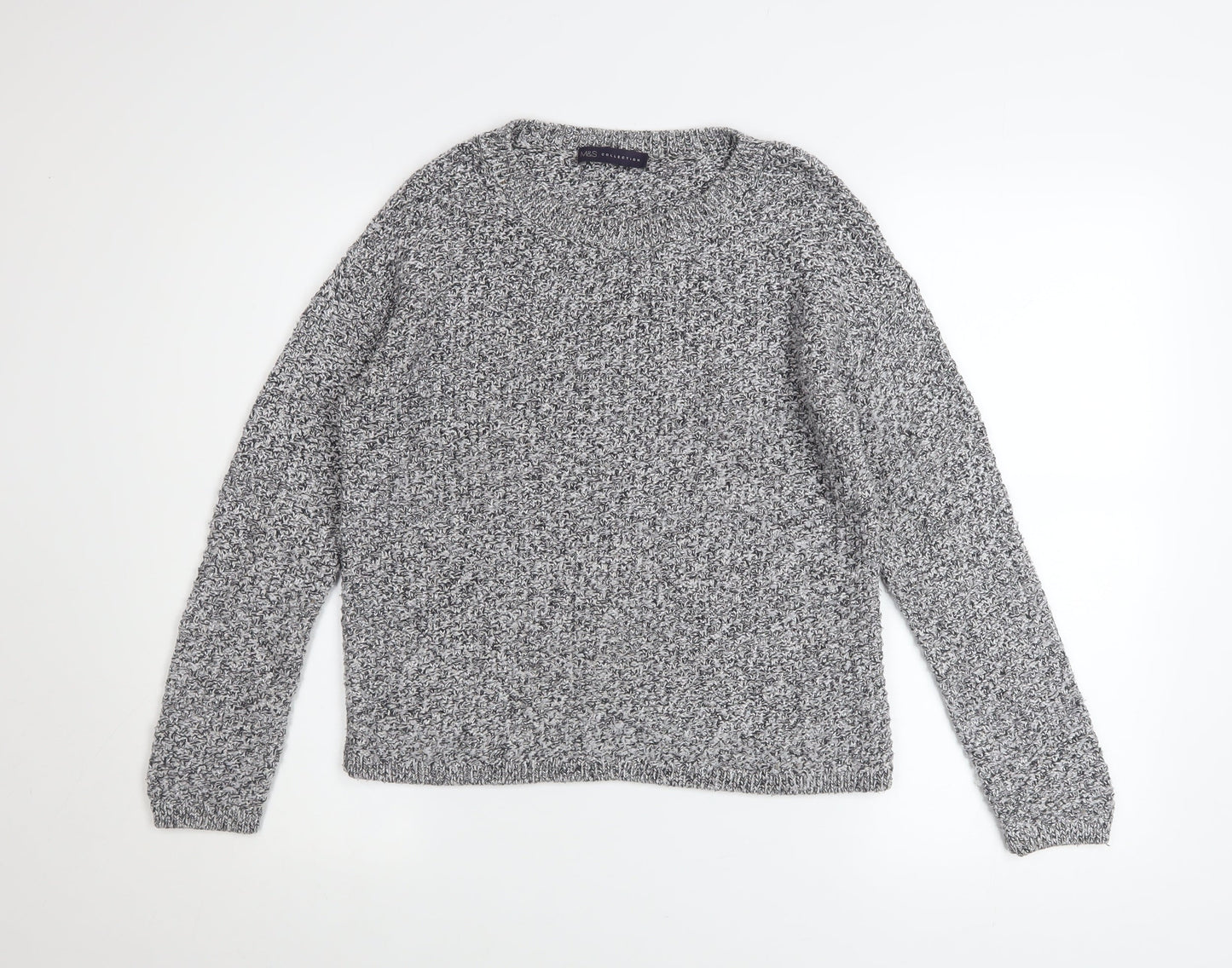 Marks and Spencer Womens Grey Chunky Knit Crew Neck Jumper Size 10