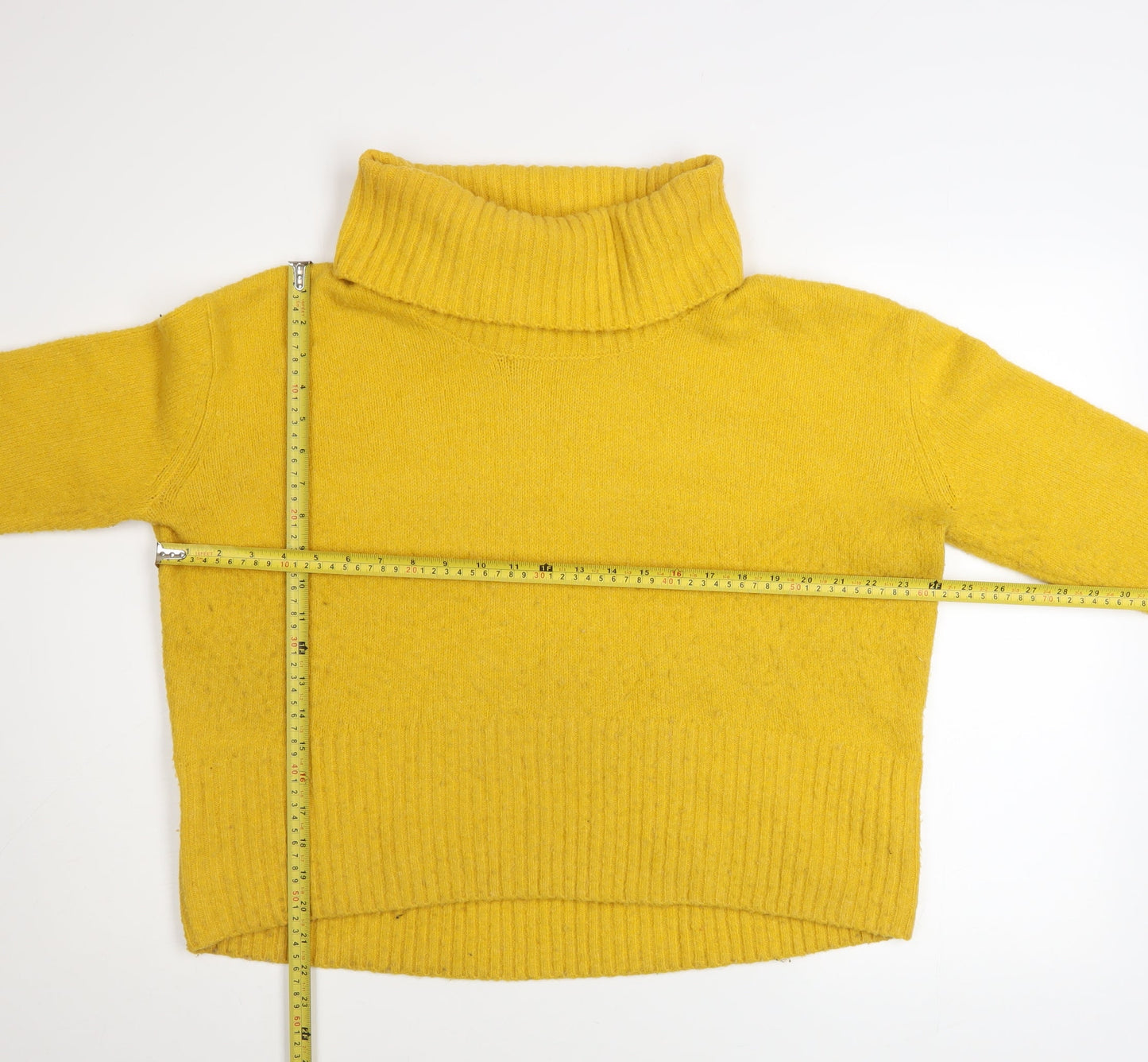 Rachel Zoe Women Yellow Roll Neck Wool Blend Jumper Size M