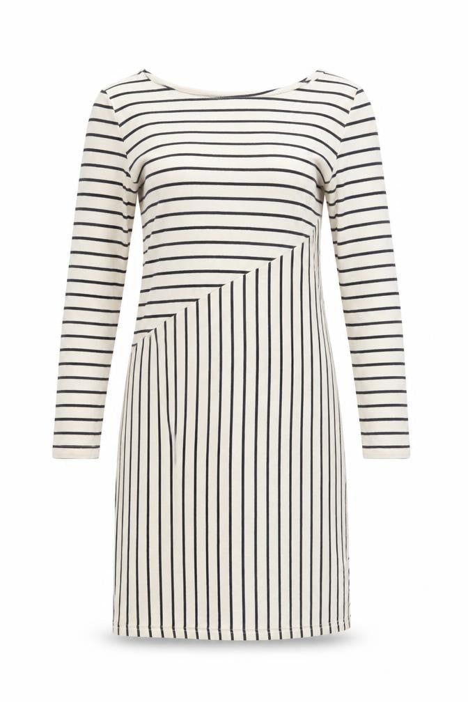 Y.A.S Women’s White Striped Long Sleeve Shift Dress Size S