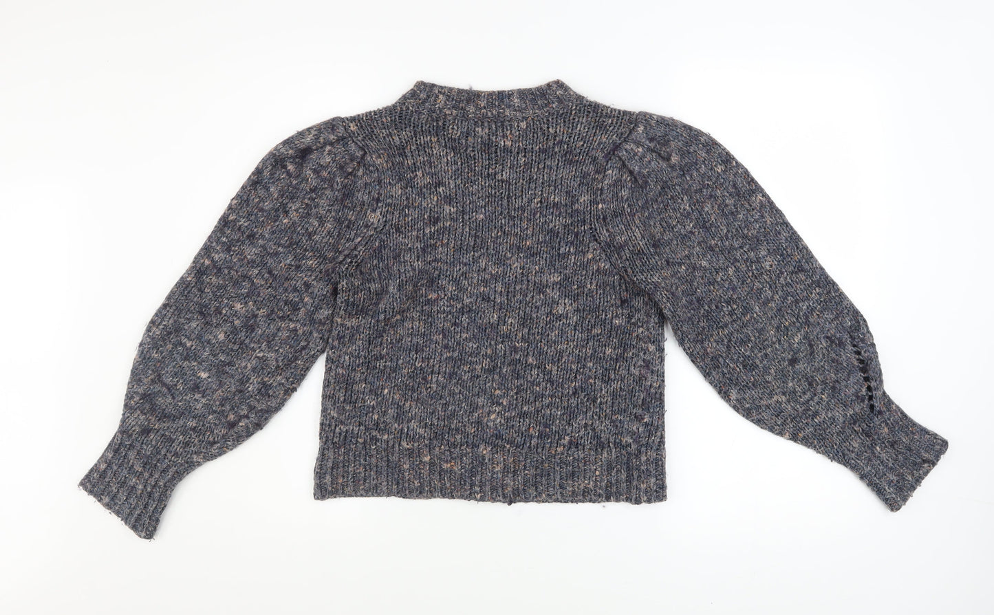 Madewell Women's Blue Mock Neck Knit Jumper Size S Long Sleeve Wool Blend