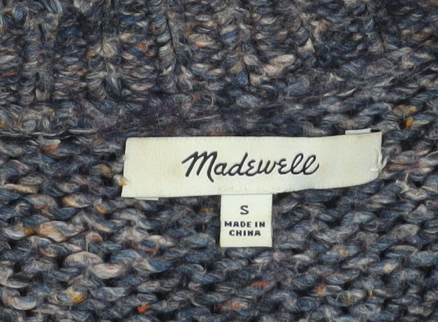 Madewell Women's Blue Mock Neck Knit Jumper Size S Long Sleeve Wool Blend