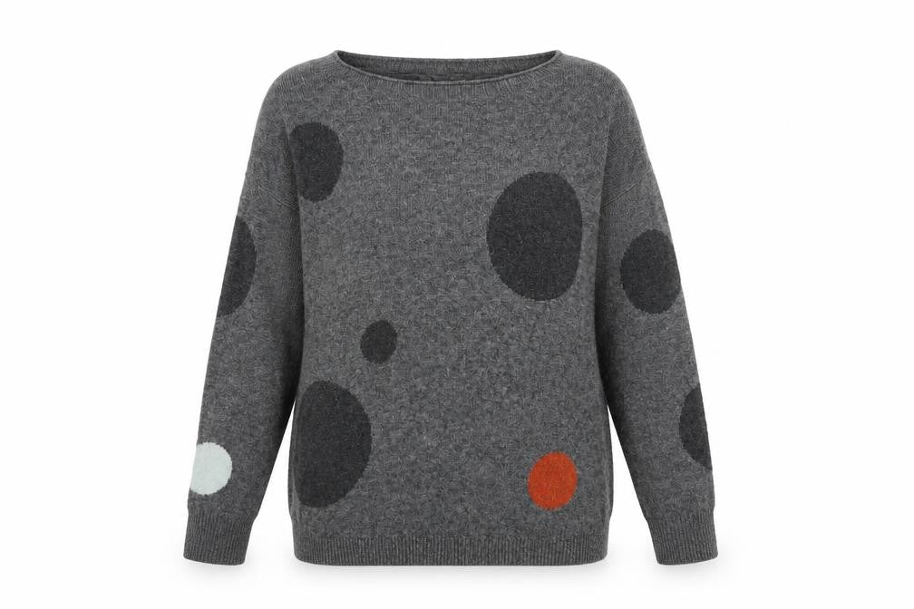White Stuff Womens Grey Polka Dot Lambswool Jumper UK 10