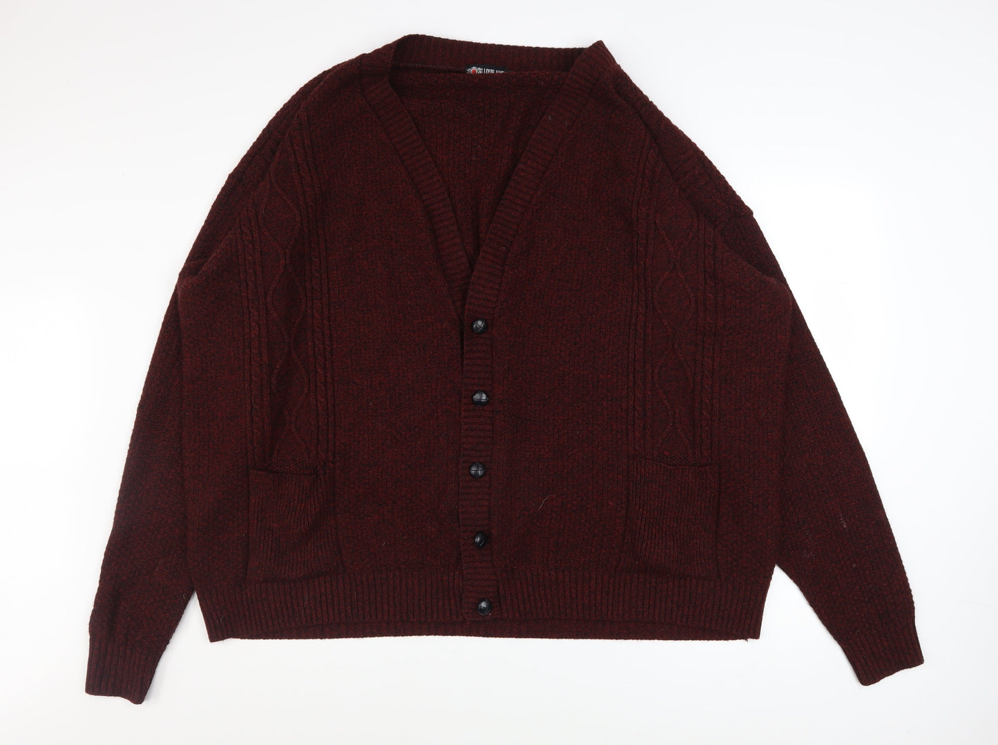 Louie James Men's Brown 5XL Cable Knit Button Cardigan