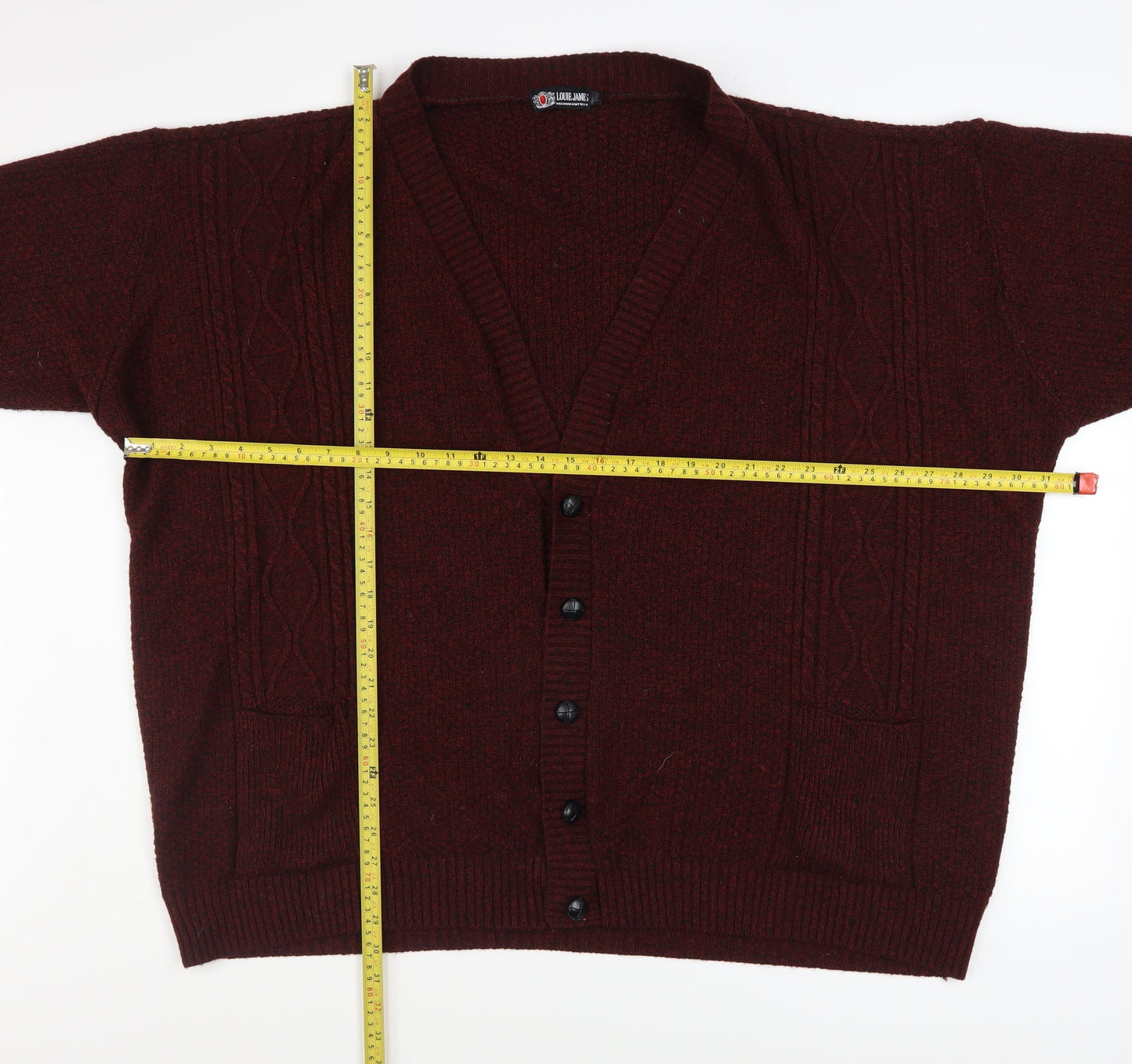 Louie James Men's Brown 5XL Cable Knit Button Cardigan