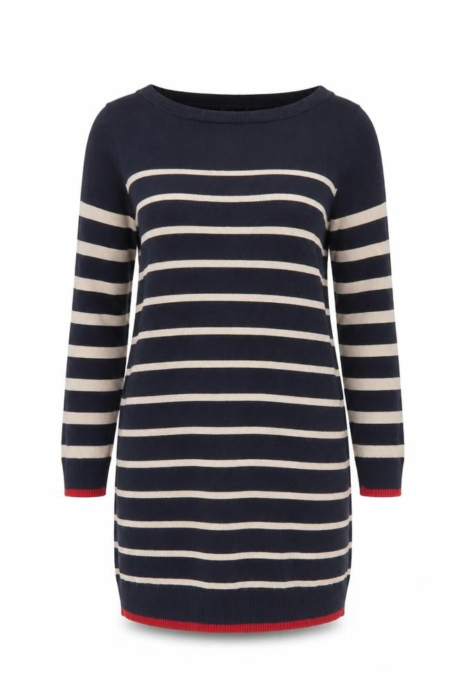 Oasis Women Blue Striped Jumper Dress M Long Sleeve Knit Casual